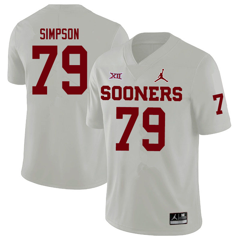 Men #79 Darrell Simpson Oklahoma Sooners Jordan Brand College Football Jerseys Sale-White